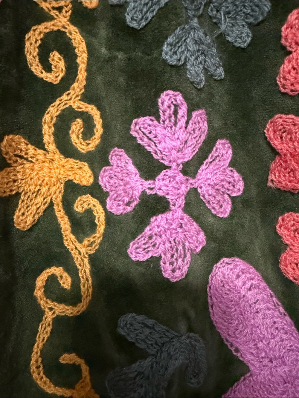 Green Velvet Suzani Embroidered Jacket - Picture 3 of 3